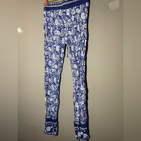 Paradise USA Blue and White Floral Print Pants Size M - Picture 6 of 6